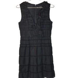 NANETTE LEPORE  Black Ruffle Crepe and Satin Dress Sz 4